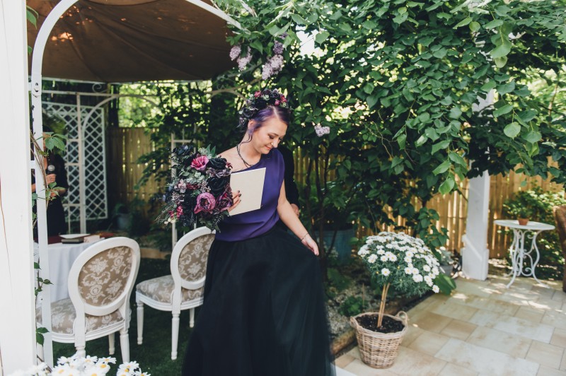 Click on the photo for details Black, purple, and magenta bridal bouquet with faux flowers for a Halloween or gothic wedding6016-532.31382978723