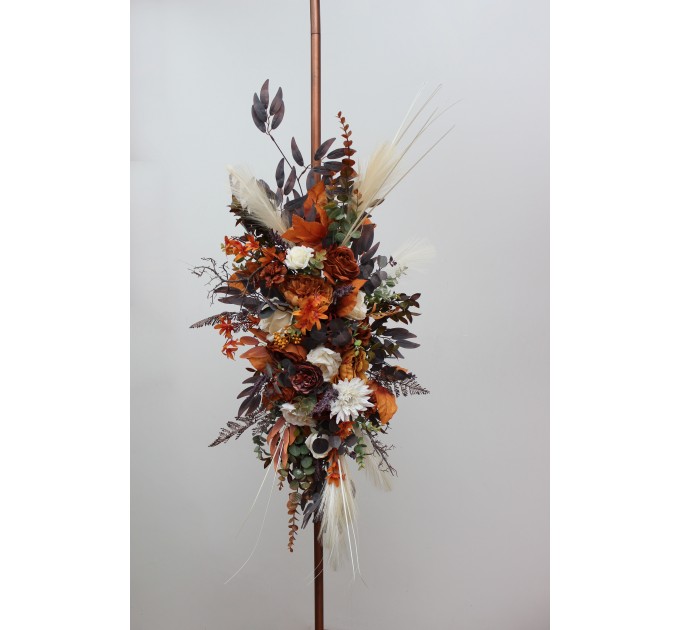 Flower Arch Arrangement in Ivory & Rust | Faux Floral Archway for Wedding
