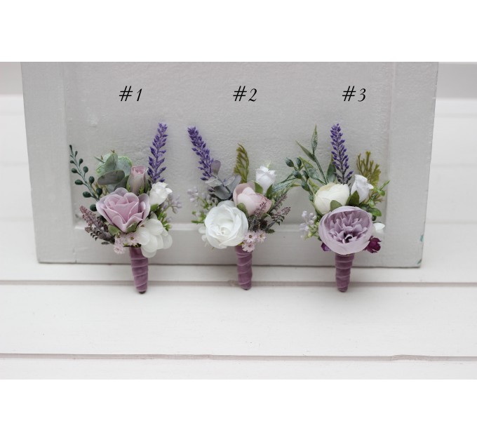 Lavender, White & Lilac Wedding Boutonnieres
