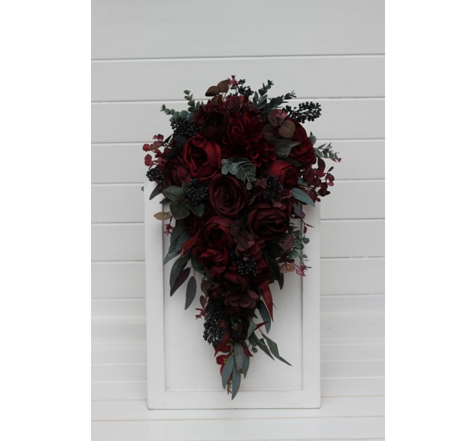 Wedding Bouquets in Burgundy – Classic & Cascading Artificial Bridal Bouquets