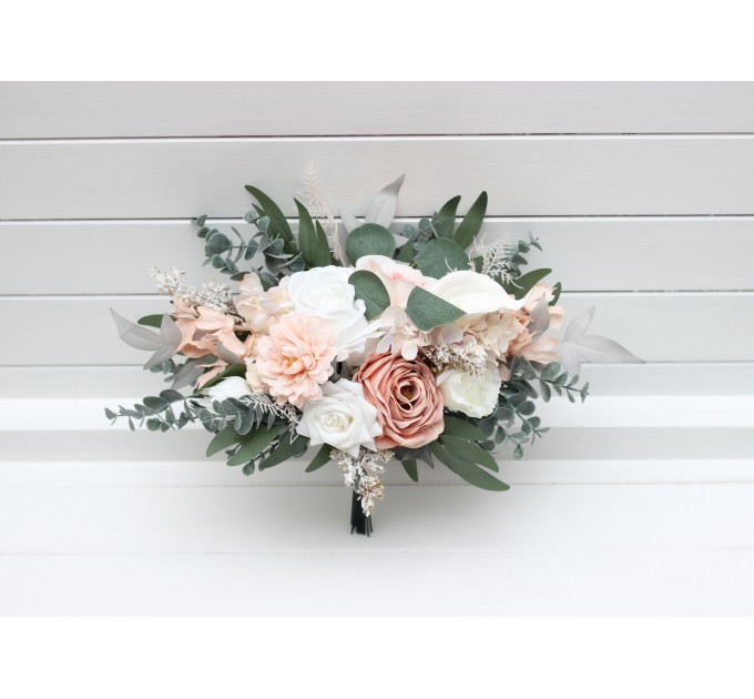 Wedding Bouquets in White & Blush Pink | Faux Bridal & Bridesmaid Bouquets