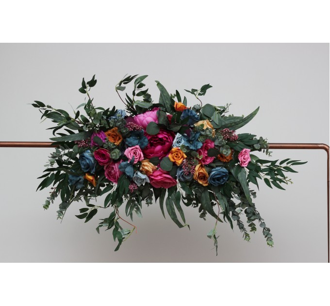 Flower Arch Arrangement in Jewel-Tone Colors | Faux Floral Archway for Wedding