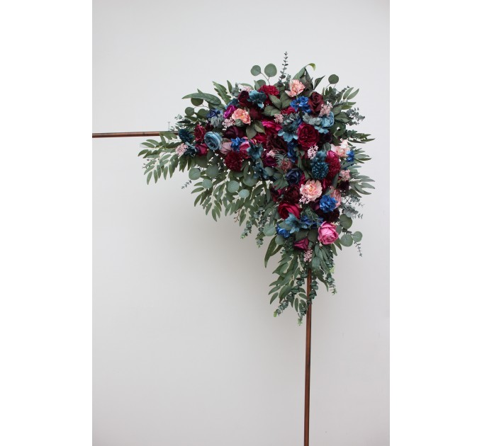 Flower Arch Arrangement in Jewel-Tone Colors | Faux Floral Archway for Wedding