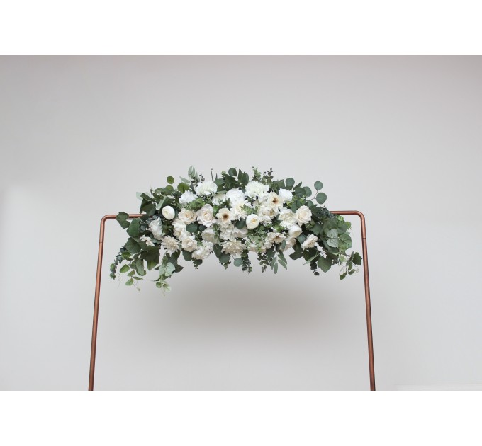 Flower Arch Arrangement in White & Green | Faux Floral Archway for Wedding
