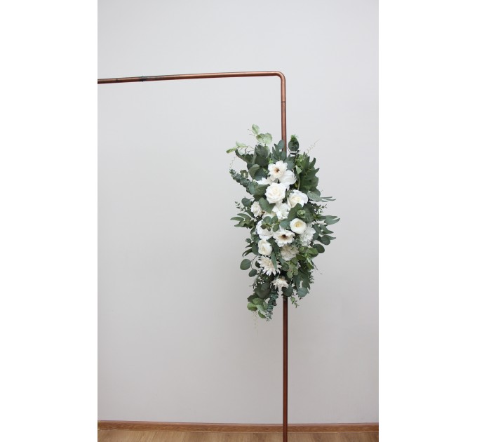 Flower Arch Arrangement in White & Green | Faux Floral Archway for Wedding