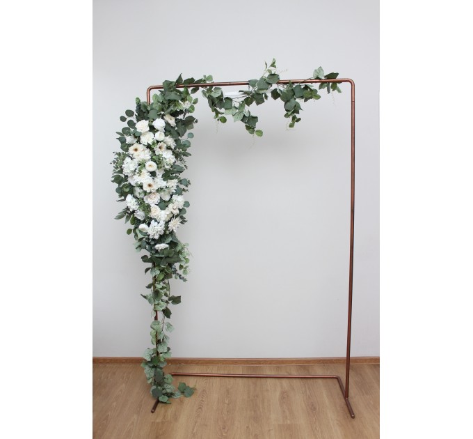 Flower Arch Arrangement in White & Green | Faux Floral Archway for Wedding