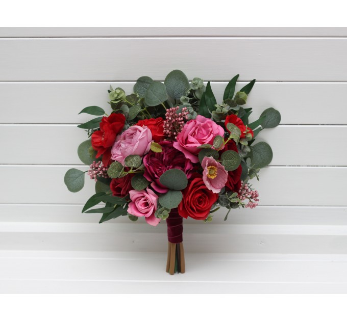 Jewel-Tone Wedding Bouquets in Magenta, Pink & Red | Faux Bridal & Bridesmaid Bouquets