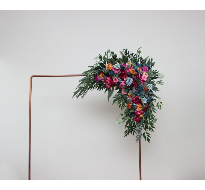 Flower Arch Arrangement in Jewel-Tone Colors | Faux Floral Archway for Wedding