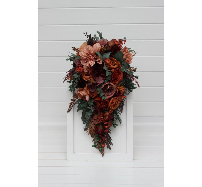 Wedding Bouquets in Burgundy, Dusty Rose, Terracotta & Rust | Faux Bridal & Bridesmaid Bouquets