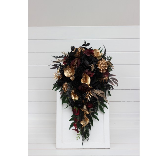 Black, Burgundy, Gold, and Green Wedding Bouquets – Gothic & Moody Bridal and Bridesmaid Designs