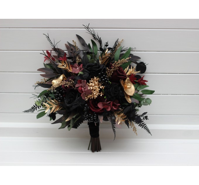 Black, Burgundy, Gold, and Green Wedding Bouquets – Gothic & Moody Bridal and Bridesmaid Designs