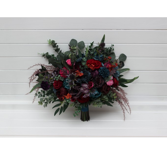 Jewel-Tone Wedding Bouquets in Purple, Red, Magenta & Burgundy | Faux Cascading Bridal & Bridesmaid Bouquets