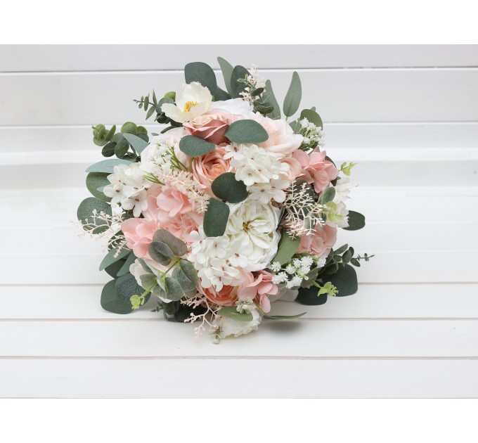 Wedding Bouquets in Blush Pink & White | Faux Bridal & Bridesmaid Bouquets