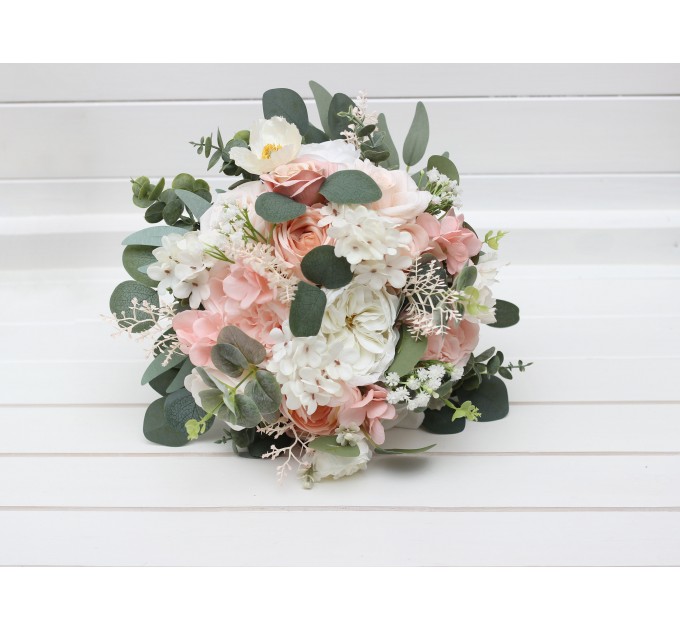 Bouquets in blush pink white color theme. Bridal bouquet. Faux bouquet. Bridesmaid bouquet. 5304