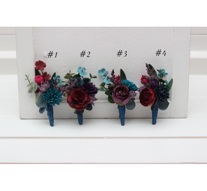 Wedding Boutonnieres & Wrist Corsage | Purple, Magenta & Burgundy Flower Accessories