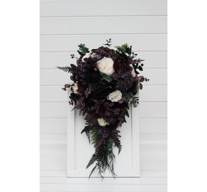 Deep Purple, Black, Ivory, and Green Wedding Bouquets – Gothic & Moody Bridal Designs