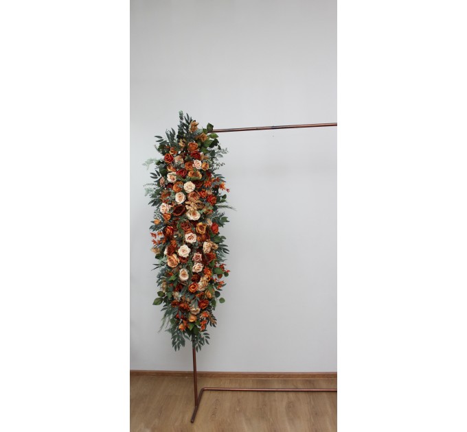 Flower Arch Arrangement in Rust, Orange & Gold | Faux Floral Archway for Wedding