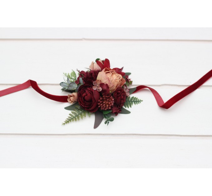Pocket Boutonniere in Burgundy & Dusty Rose | Faux Flower Accessories
