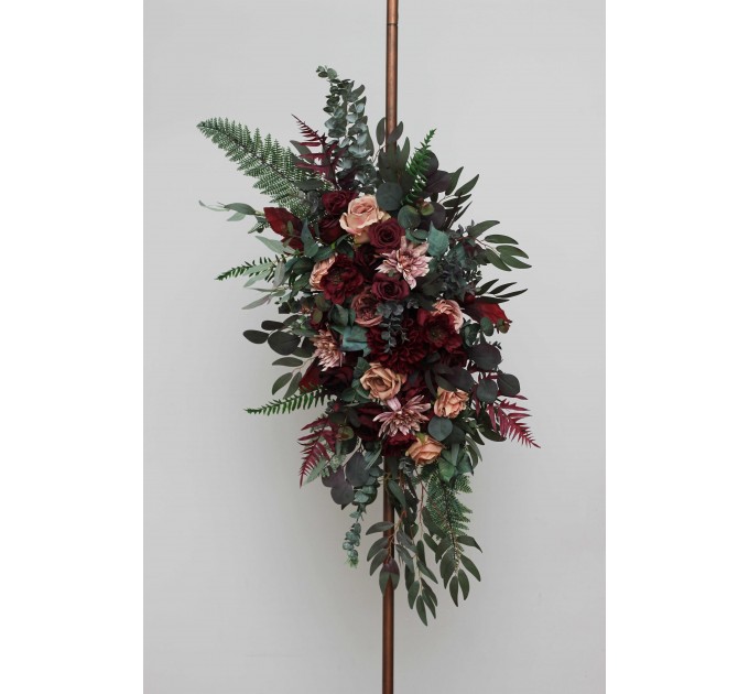 Flower Arch Arrangement in Burgundy & Dusty Rose | Faux Floral Archway for Wedding