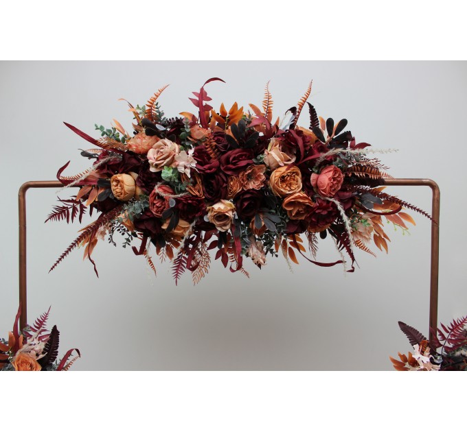 Flower Arch Arrangement in Burgundy & Terracotta | Faux Floral Archway for Wedding