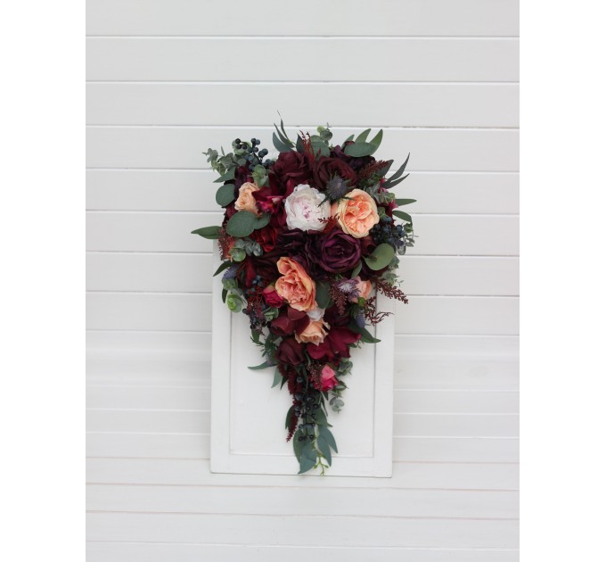 Wedding Bouquets in Purple, Peach, Burgundy & Magenta | Faux Bridal & Bridesmaid Bouquets