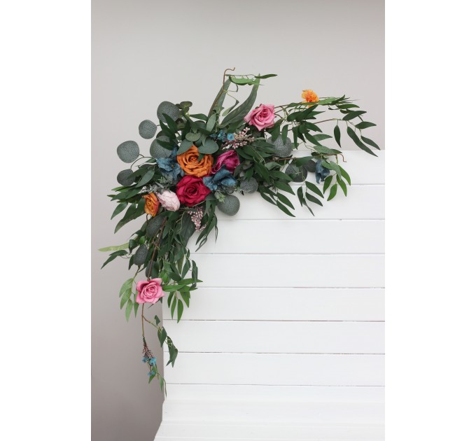 Flower Arch Arrangement in Jewel-Tone Colors | Faux Floral Archway for Wedding