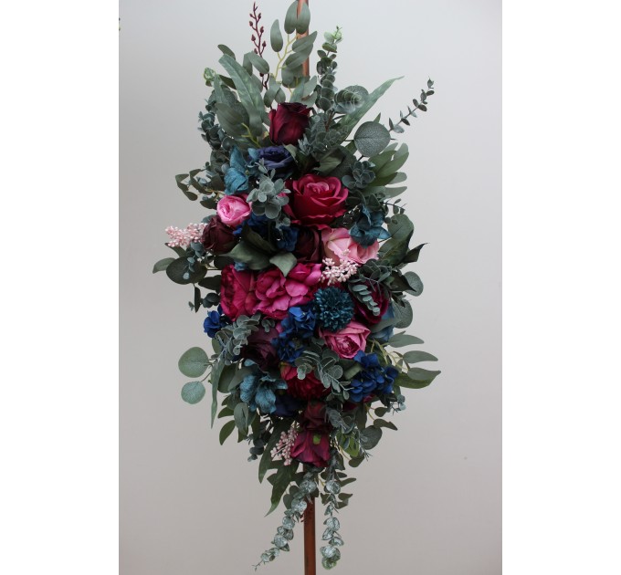 Flower Arch Arrangement in Jewel-Tone Colors | Faux Floral Archway for Wedding