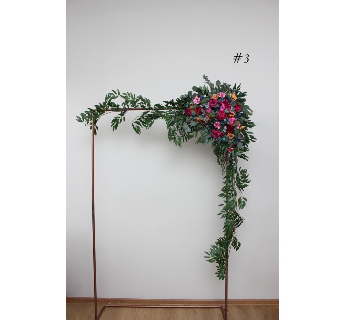 Flower Arch Arrangement in Jewel-Tone Colors | Faux Floral Archway for Wedding