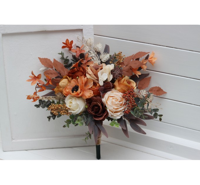 Wedding Bouquets in Orange, Ivory, Rust & Terracotta | Faux Bridal & Bridesmaid Bouquets