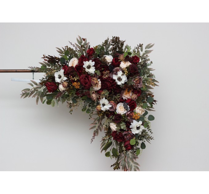Flower Arch Arrangement in Burgundy, Ivory & White | Faux Floral Archway for Wedding