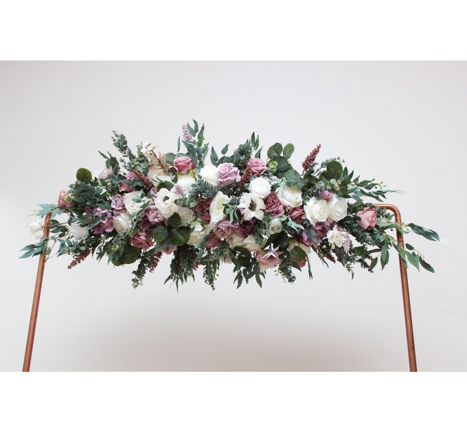 Flower Arch Arrangement in Lilac, White & Mauve | Faux Floral Archway for Wedding