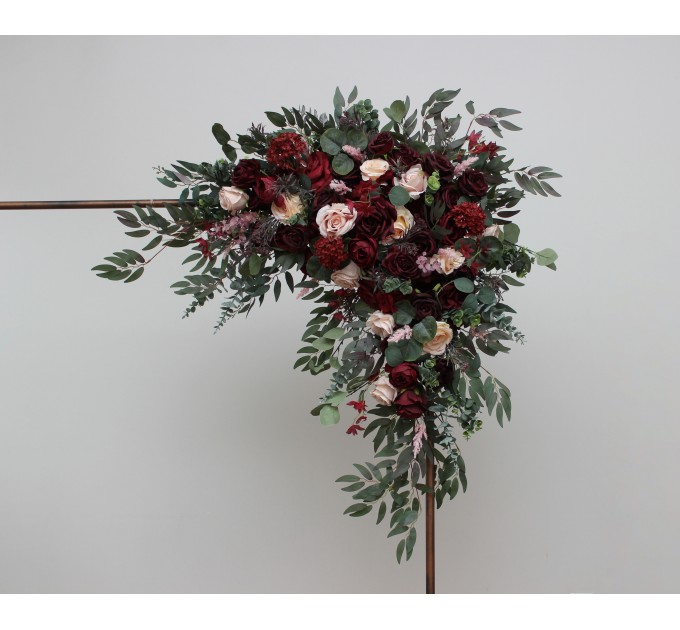 Flower Arch Arrangement in Burgundy & Blush Pink | Faux Floral Archway for Wedding
