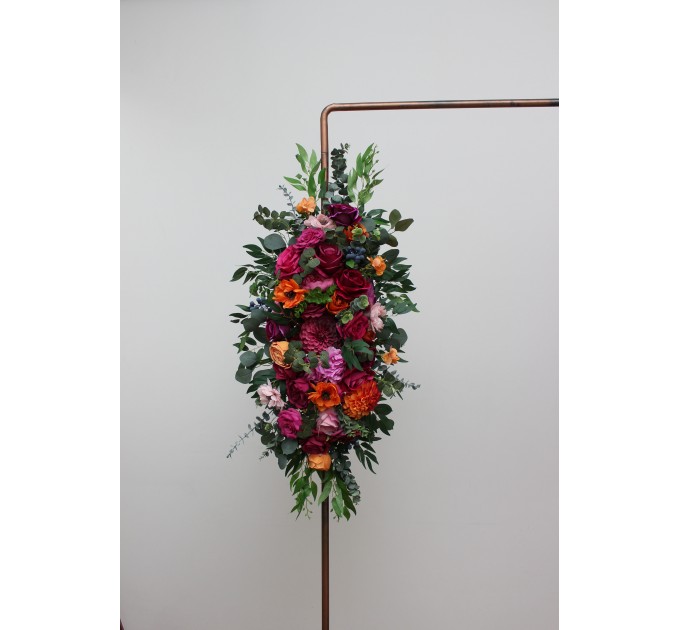 Flower Arch Arrangement in Orange, Pink & Magenta | Faux Floral Archway for Wedding