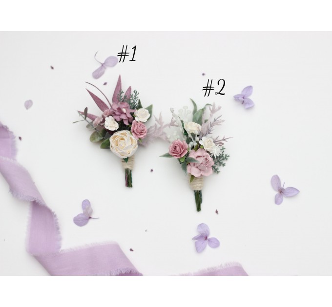 Charming Purple, Lavender & White Wedding Accessories – Boutonnieres