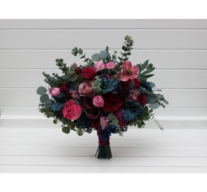 Jewel-Tone Wedding Bouquets in Emerald Green, Purple, Magenta & Teal | Faux Bridal & Bridesmaid Bouquets