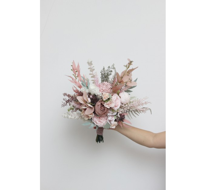 Wedding Bouquets in Beige & Blush Pink | Faux Bridal & Bridesmaid Bouquets