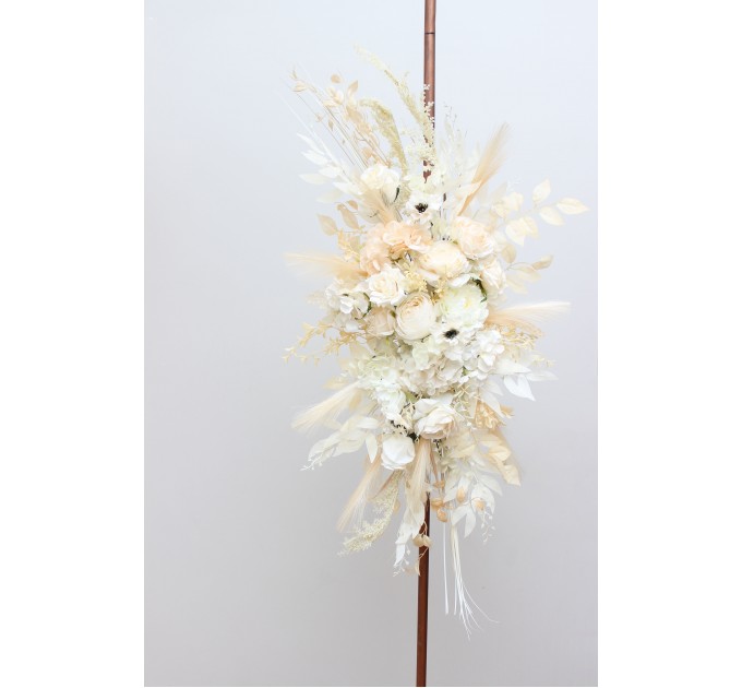 Flower Arch Arrangement in Champagne, Ivory & Cream | Faux Floral Archway for Wedding