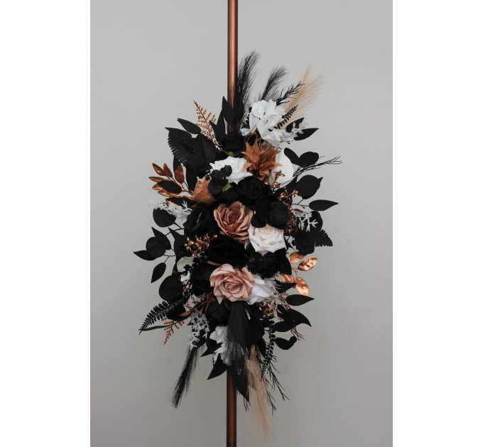Flower Arch Arrangement in Dusty Rose, Black, Cinnamon & White | Wedding Arbor Flowers