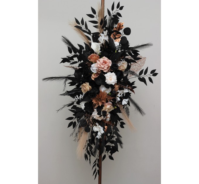 Flower Arch Arrangement in Dusty Rose, Black, Cinnamon & White | Wedding Arbor Flowers