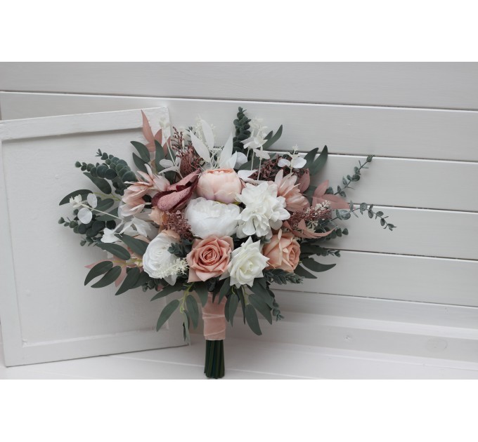 Wedding Bouquets in White & Blush Pink | Faux Bridal & Bridesmaid Bouquets