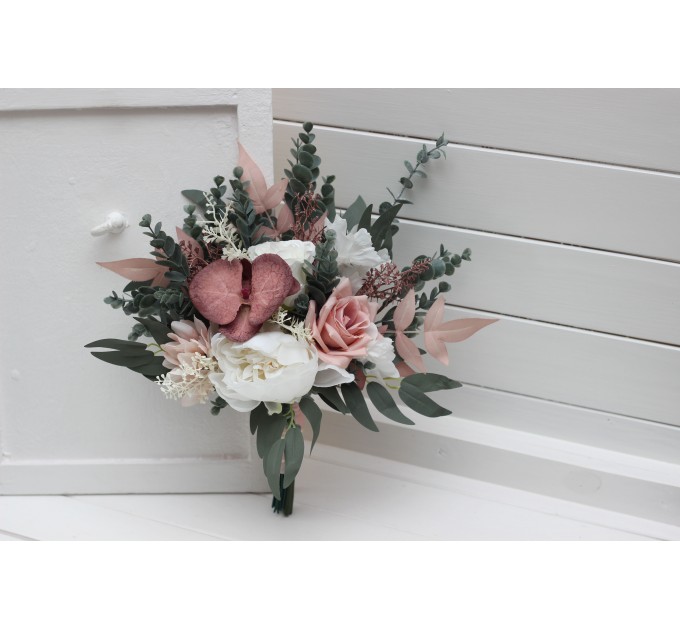 Wedding Bouquets in White & Blush Pink | Faux Bridal & Bridesmaid Bouquets