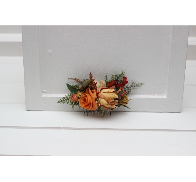Flower Combs in Orange & Rust | Bridal Hair Accessories & Bridesmaid Floral Combs