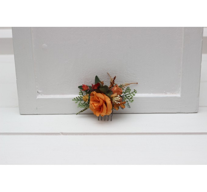 Flower Combs in Orange & Rust | Bridal Hair Accessories & Bridesmaid Floral Combs