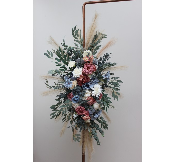Flower Arch Arrangement in Ivory, Dusty Blue & Dusty Rose | Faux Arbor Flowers for Wedding Arch & Sweetheart Table