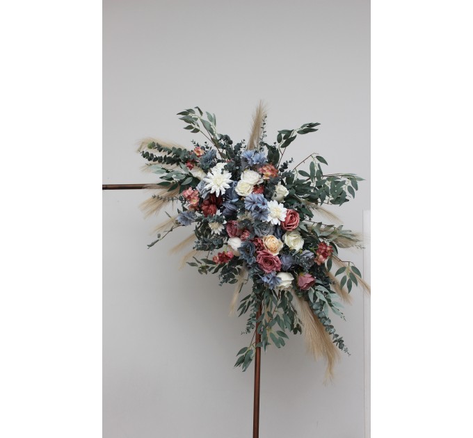 Flower Arch Arrangement in Ivory, Dusty Blue & Dusty Rose | Faux Arbor Flowers for Wedding Arch & Sweetheart Table