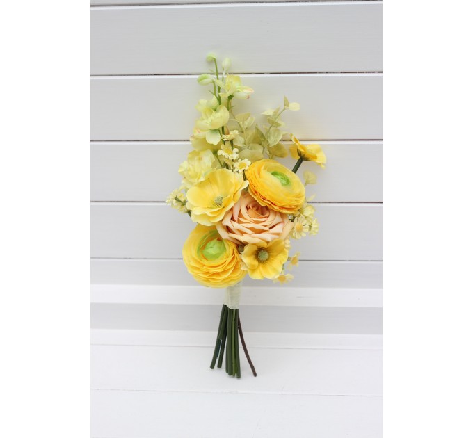 Bright Orange, Magenta, Pink & Yellow Bridal Bouquet | Summer Wildflower Faux Wedding Flowers