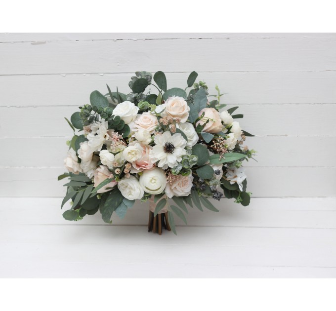 Wedding Bouquets in White, Cream & Blush Pink | Faux Bridal & Bridesmaid Bouquets