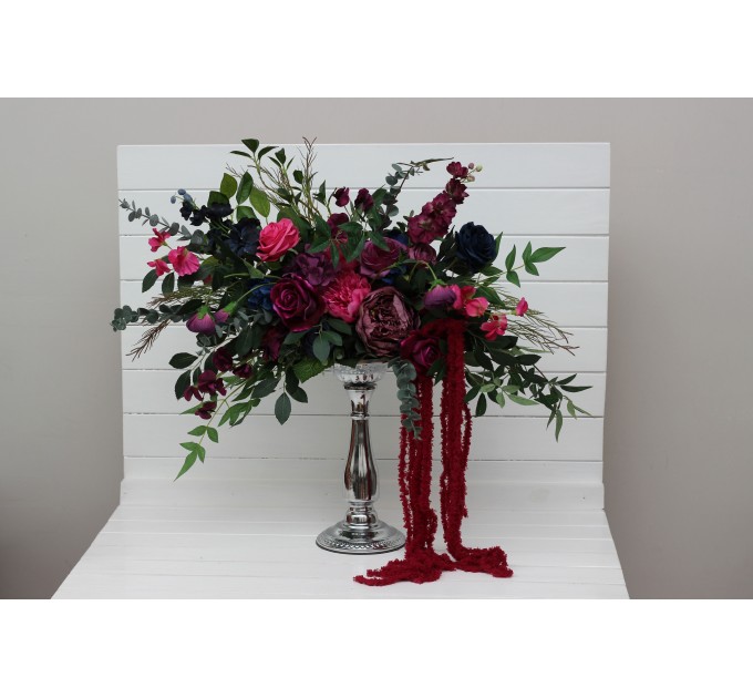 Jewel-Tone Standing Flowers – Faux Aisle Décor in Navy, Burgundy, Magenta & Emerald