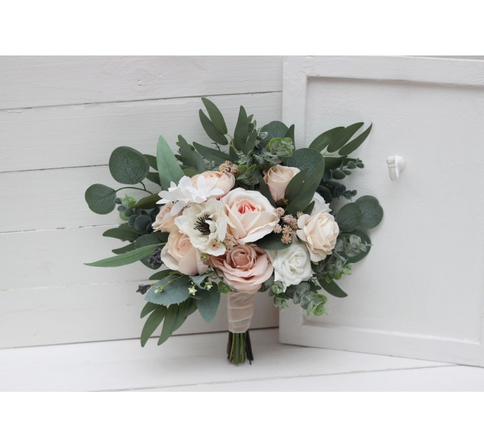 Wedding Bouquets in White, Cream & Blush Pink | Faux Bridal & Bridesmaid Bouquets