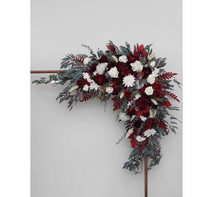Flower Arch Arrangement in Burgundy & Ivory | Faux Floral Archway for Wedding